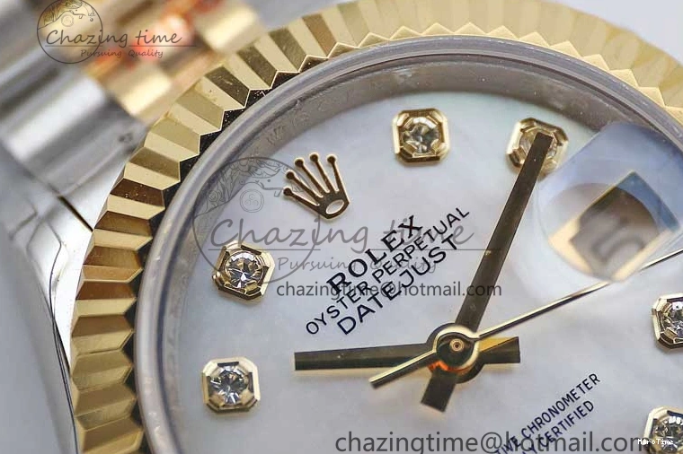 MiroTime 0105 Datejust 28mm 279179 SS YG TWF Best Edition White Diamonds Markers Dial on SS YG Jubilee Bracelet NH SunProtective 2144